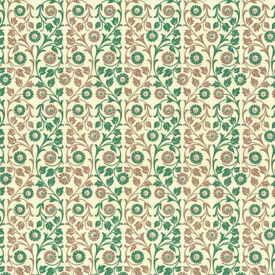 Brown and Green Flower and Vine Print Italian Paper ~ Carta Varese Italy